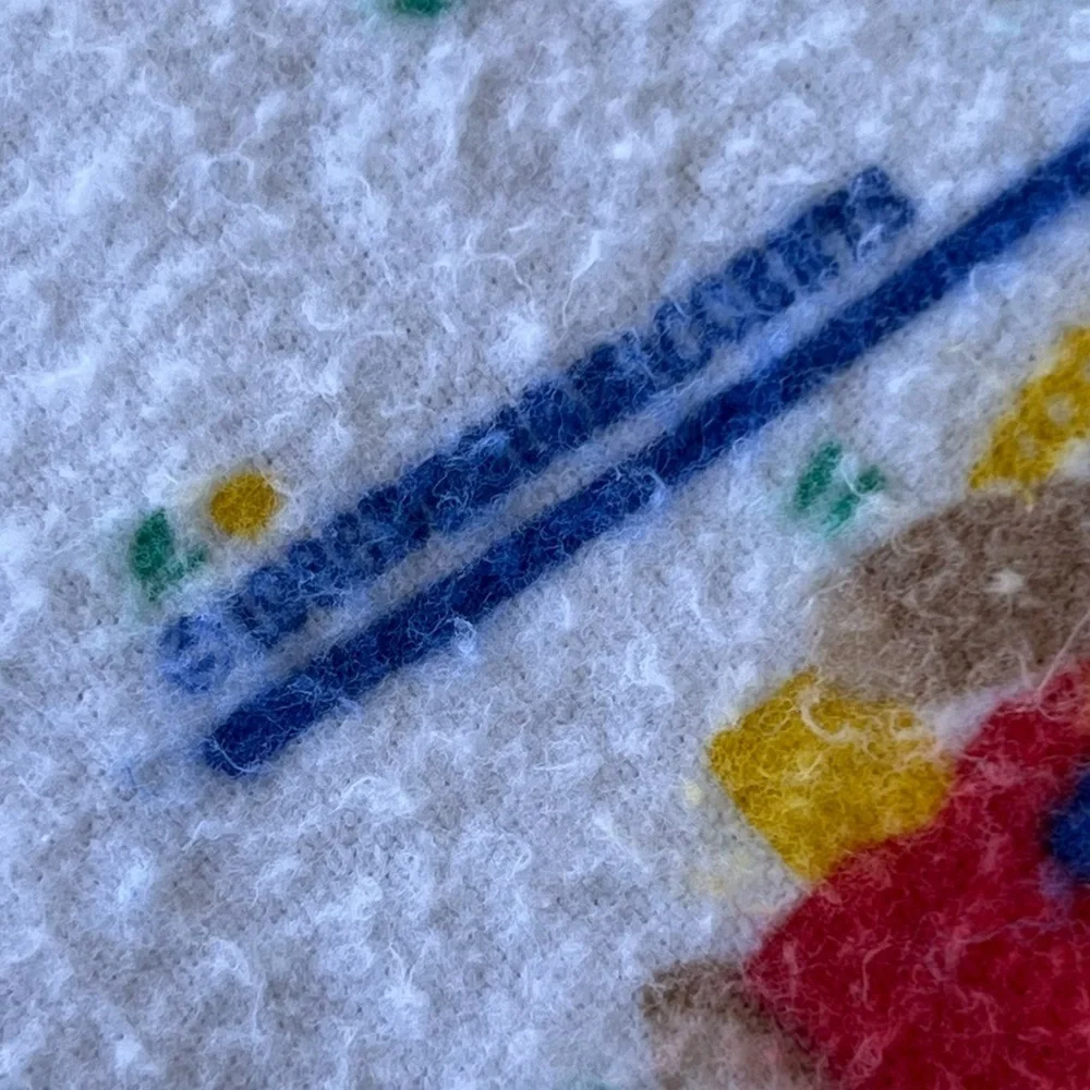 VTG Dundee 80s Teddy Bear Playground Flannel Receiving Blanket Design Accents